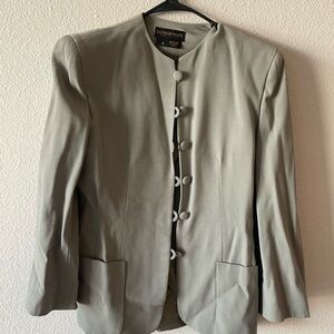 Grayish green Button-Up Blazer 2 pc skirt set